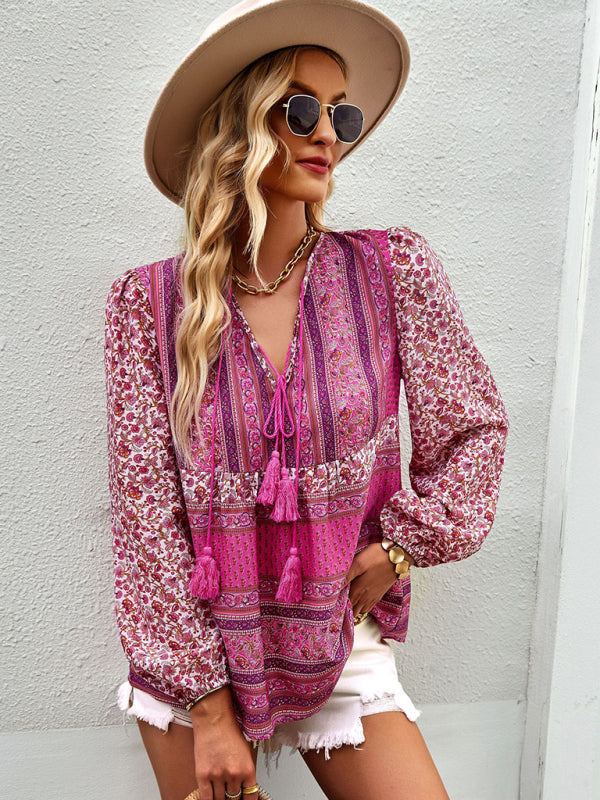 Bohemian temperament top shirt spring and autumn four seasons new shirt