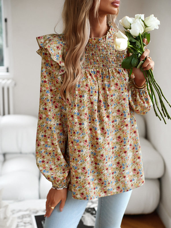 Floral Shirt Femininity Commuter Long Sleeve blouse