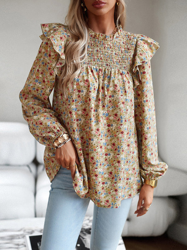 Floral Shirt Femininity Commuter Long Sleeve blouse