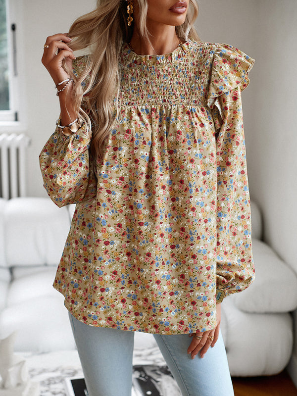 Floral Shirt Femininity Commuter Long Sleeve blouse