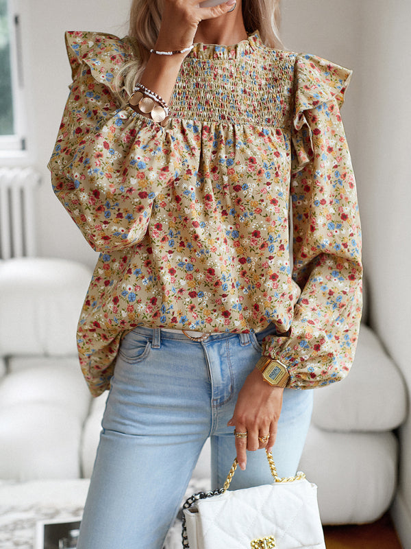 Floral Shirt Femininity Commuter Long Sleeve blouse