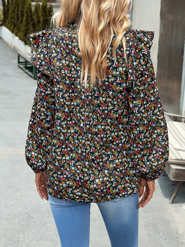 Floral Shirt Femininity Commuter Long Sleeve blouse