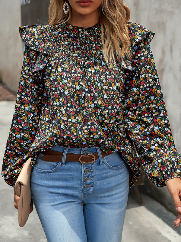 Floral Shirt Femininity Commuter Long Sleeve blouse