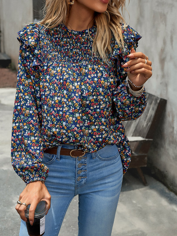 Floral Shirt Femininity Commuter Long Sleeve blouse