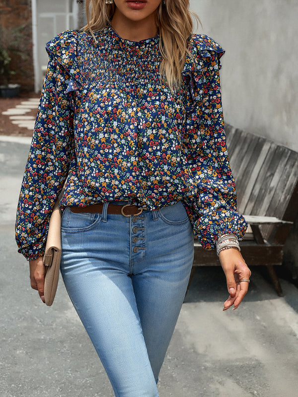 Floral Shirt Femininity Commuter Long Sleeve blouse