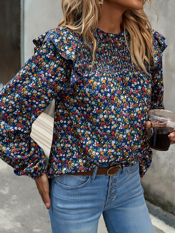 Floral Shirt Femininity Commuter Long Sleeve blouse