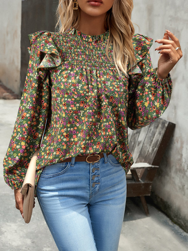 Floral Shirt Femininity Commuter Long Sleeve blouse