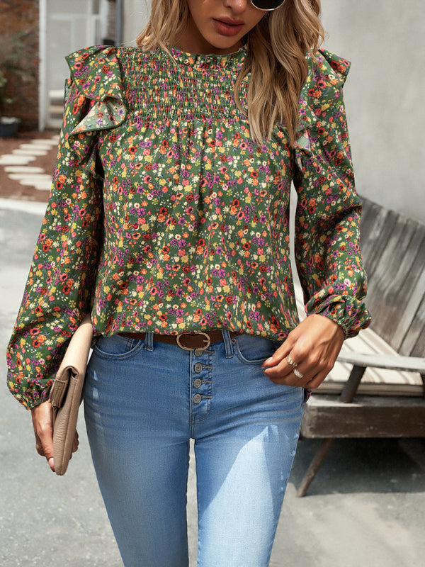 Floral Shirt Femininity Commuter Long Sleeve blouse