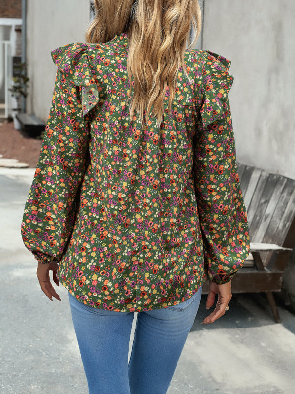 Floral Shirt Femininity Commuter Long Sleeve blouse