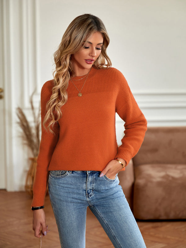 Loose Round Neck Long Sleeve Ladies Sweater