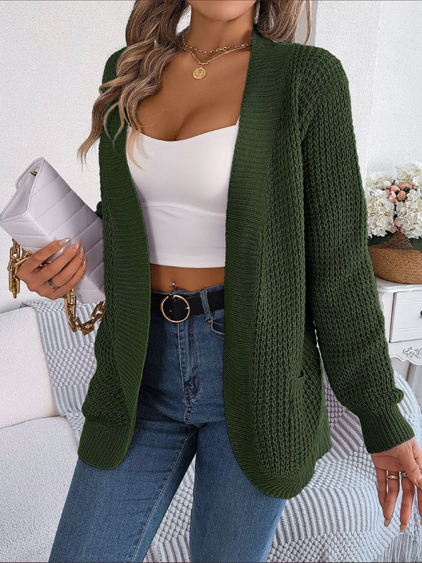 Casual Pocket Long Sleeve Knitted Cardigan Jacket