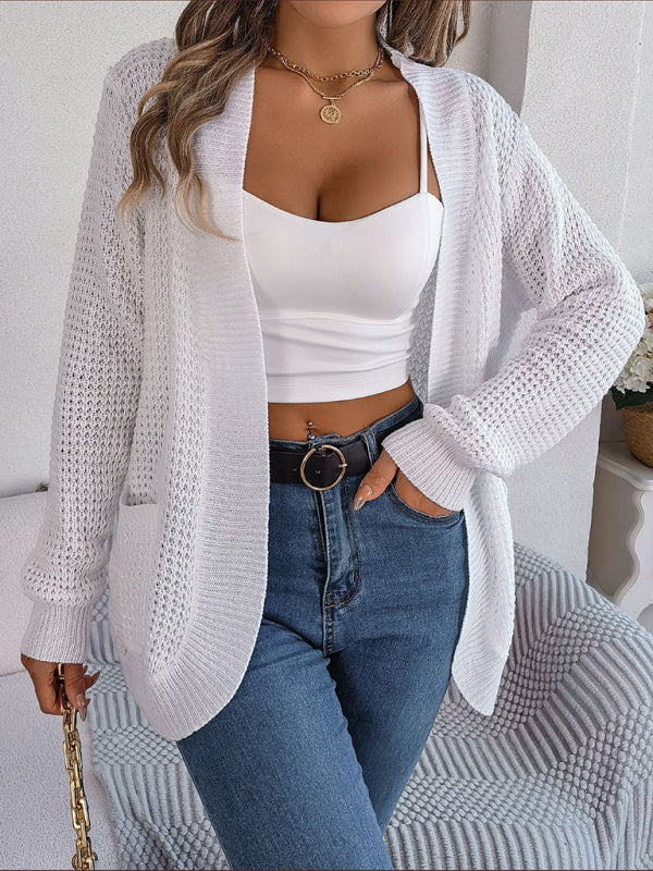 Casual Pocket Long Sleeve Knitted Cardigan Jacket