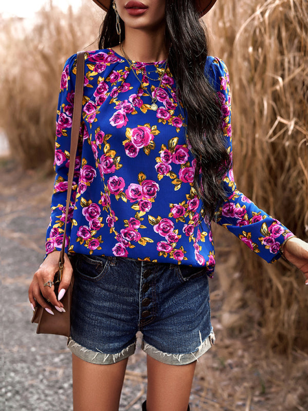 Casual Printed Round Neck Long Sleeve Top