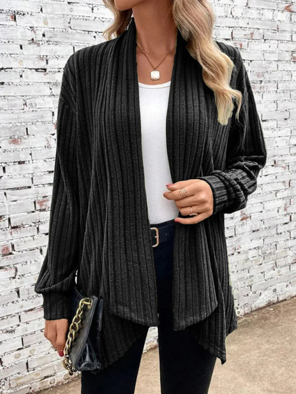 Long sleeve pit lapel loose cardigan jacket