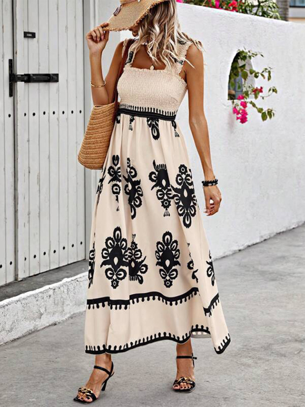 Resort style printed cross front midi dress