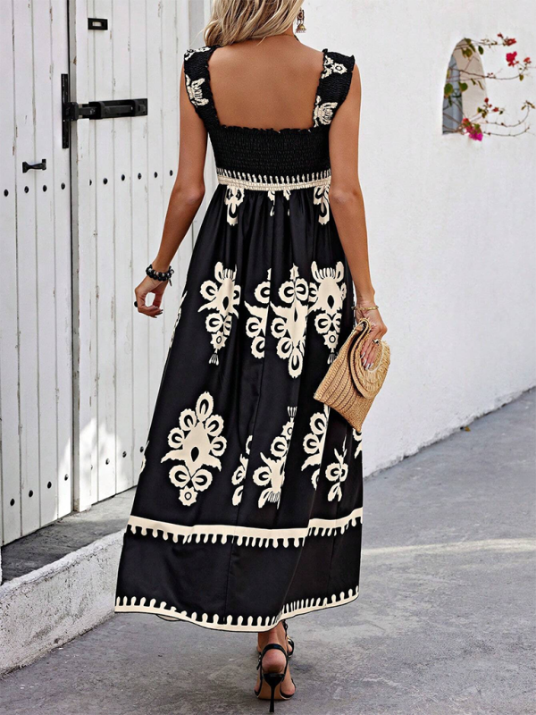 Resort style printed cross front midi dress